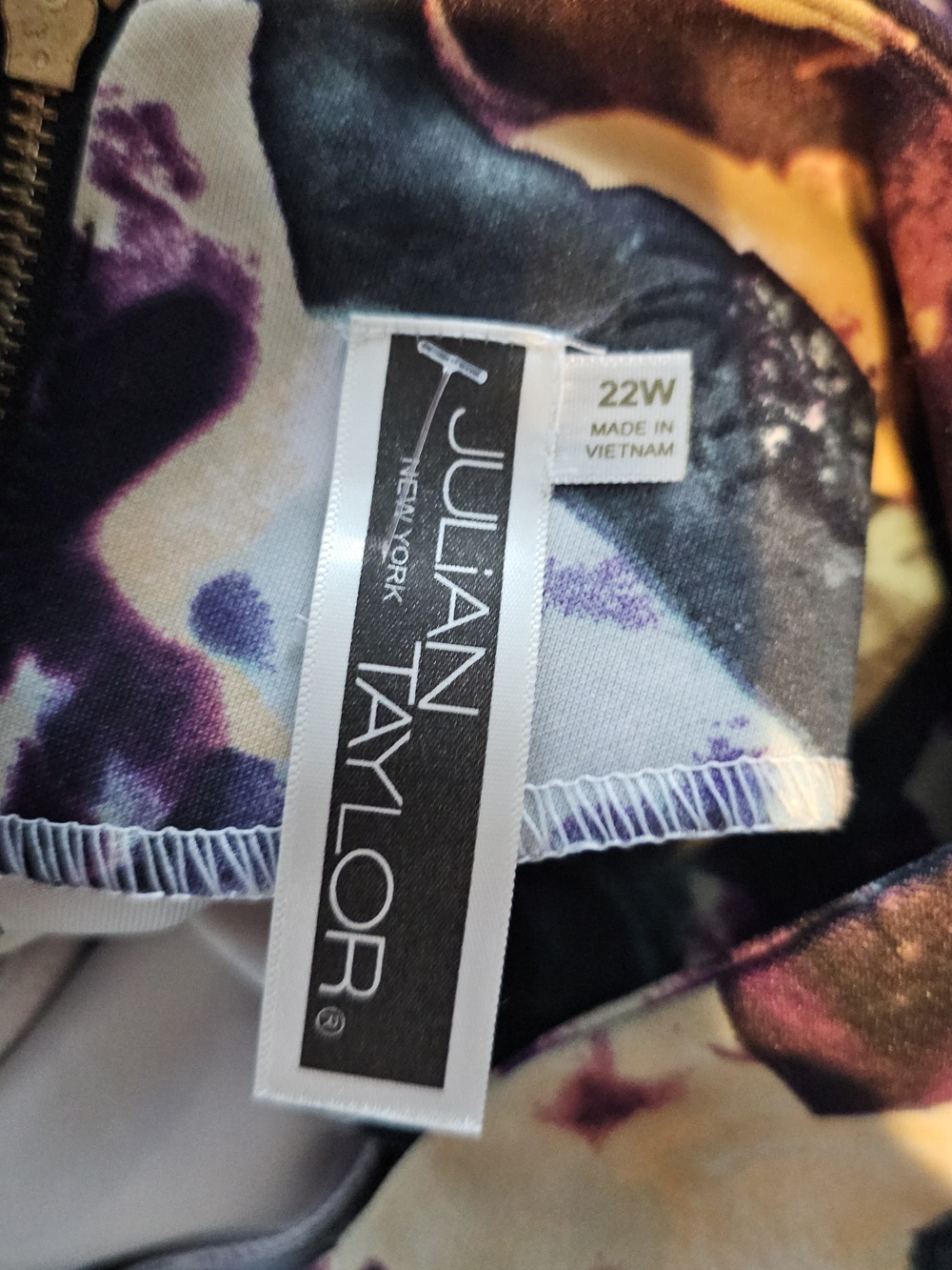 Julian Taylor Size 22W Floral Abstract Dress A-Line Multi-Color Sleeveless - Picture 3 of 4